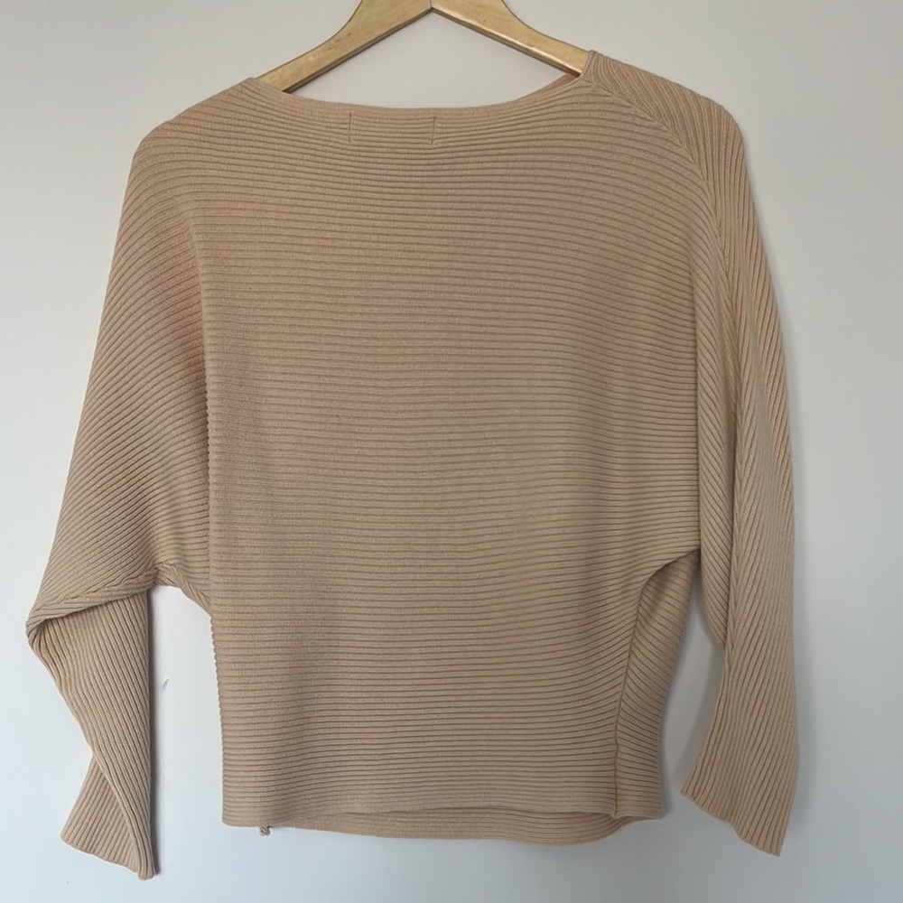 Light Pink Boat Neck Dolman Sleeve Cotton Blend Sweater - Picture 2 of 5